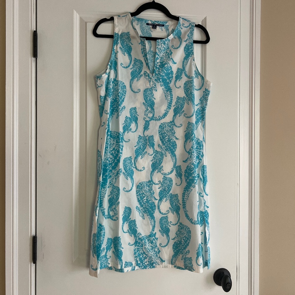 Baha handprints sea horse shift dress